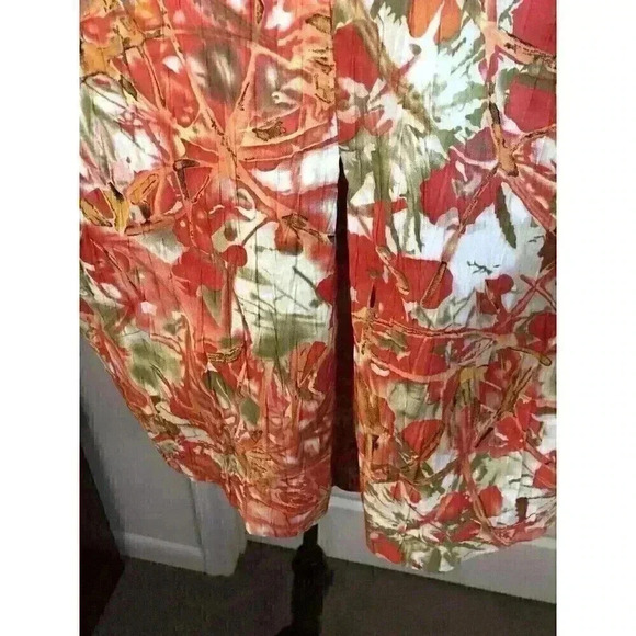 Analogy Plus 1X Peach Orange Green Blazer Crinkle Button Front Lined - Picture 4 of 6